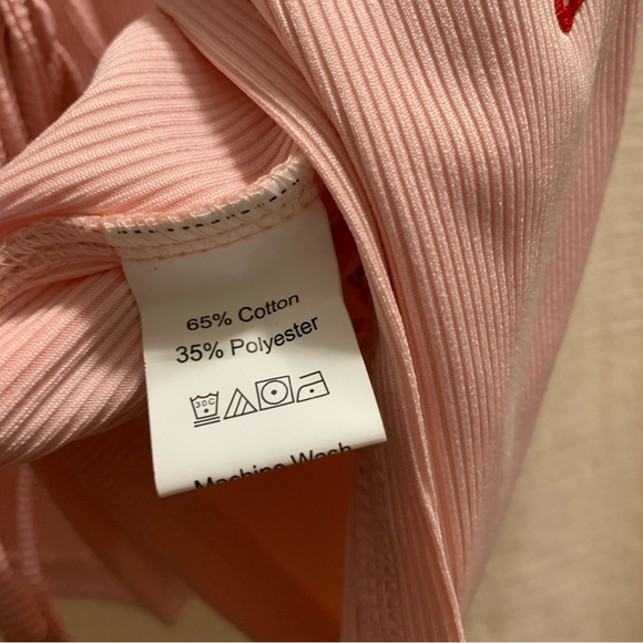 Baby Pink Strawberry Embroidered Cropped Self-Tie Cami NWOT - Picture 10 of 12